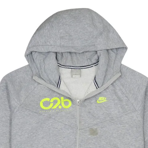 Nike Grey Full Zip Hoodie Men's Large Neon Printed Logo Zip Pockets Sweatshirt sold by Vintage Club product image thumbnail 3