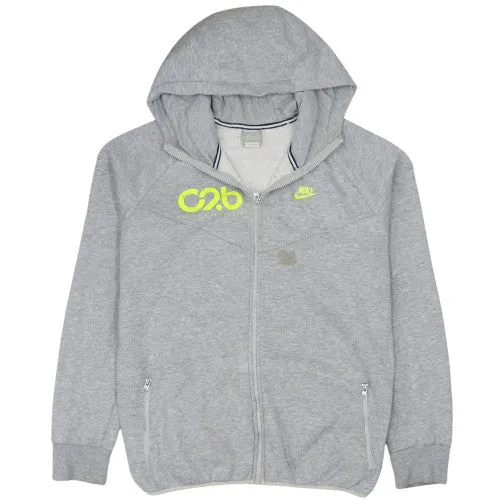 Nike Grey Full Zip Hoodie Men's Large Neon Printed Logo Zip Pockets Sweatshirt sold by Vintage Club