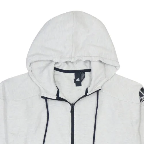 Adidas Light Grey Zip Hoodie Women's Small Logo Sleeve Zip Pockets Casual Sweatshirt sold by Vintage Club product image thumbnail 3