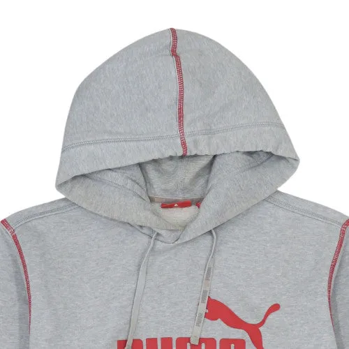 Puma Grey Hoodie Men's Small Red Printed Logo Kangaroo Pocket Pullover Sweatshirt sold by Vintage Club product image thumbnail 3