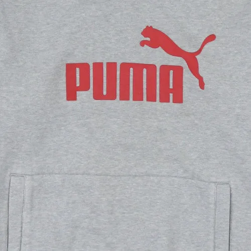 Puma Grey Hoodie Men's Small Red Printed Logo Kangaroo Pocket Pullover Sweatshirt sold by Vintage Club product image thumbnail 4