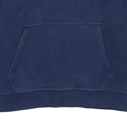 Nike Navy Blue Hoodie Women’s Large Printed Swoosh Logo Kangaroo Pocket Pullover Sweatshirt sold by Vintage Club product image thumbnail 5