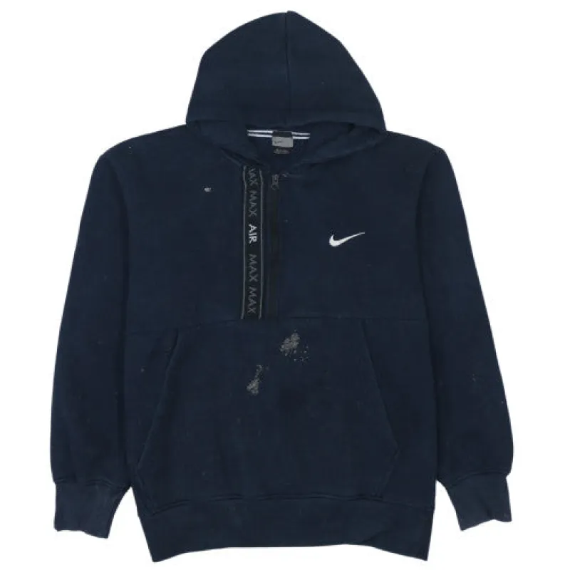Nike Navy Blue Hoodie Men’s XLarge Air Max Zip Front Embroidered Swoosh Kangaroo Pocket Sweatshirt sold by Vintage Club