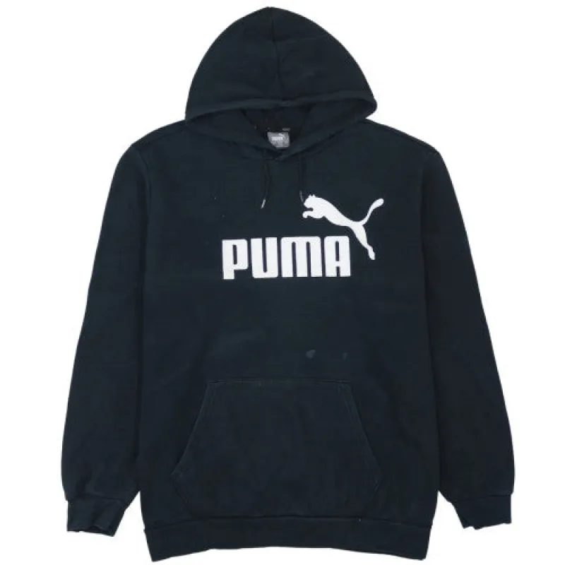 Puma Black Hoodie Men's XXLarge Printed Logo Kangaroo Pocket Pullover Sweatshirt sold by Vintage Club