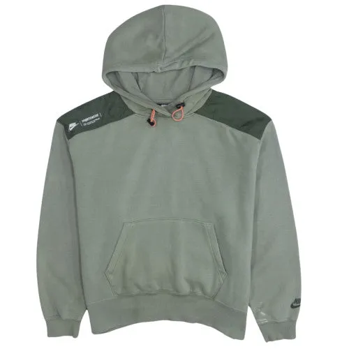 Nike Khaki Green Hoodie Men's Small Oversized Fit Printed Logos Kangaroo Pocket Sweatshirt sold by Vintage Club