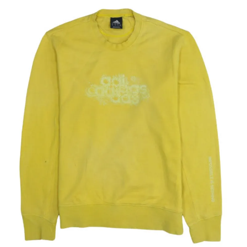 Adidas Yellow Sweatshirt Men's Medium Printed Logo Impossible Is Nothing Crewneck Pullover Top made by Adidas
