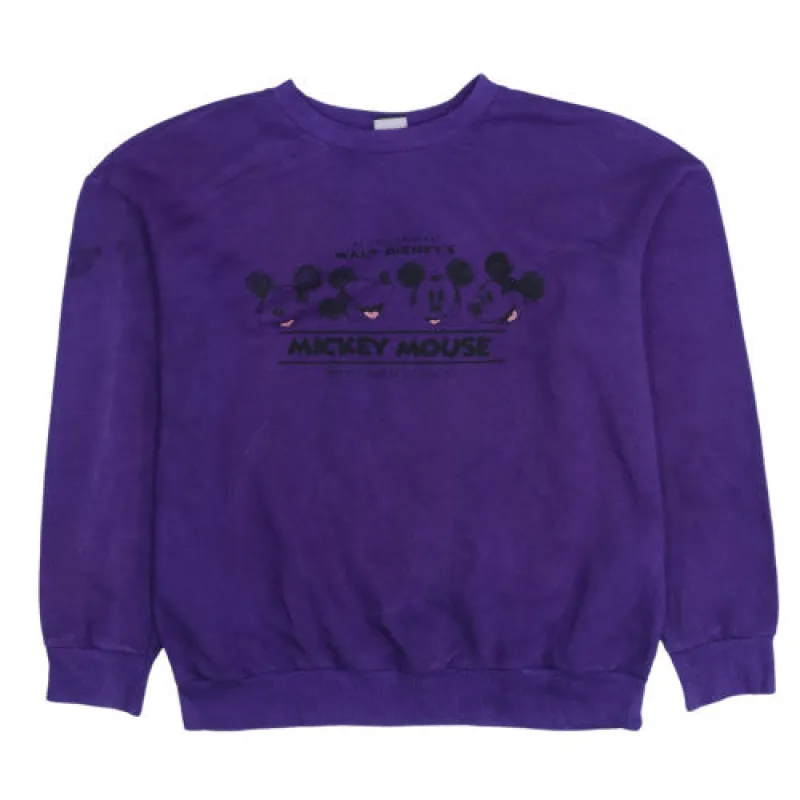 Disney Purple Mickey Mouse Sweatshirt Men's Medium Printed Graphic Crewneck Pullover Top sold by Vintage Club