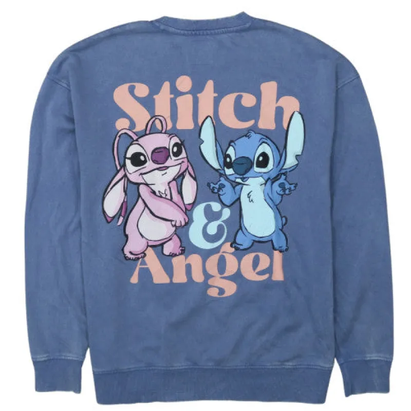 Disney Blue Sweatshirt Men's XSmall Printed Stitch Angel Graphics Crewneck Pullover Top sold by Vintage Club