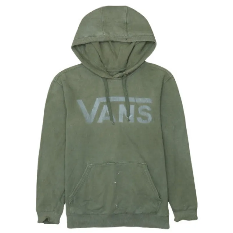 Vans Khaki Green Hoodie Men's Small Printed Logo Kangaroo Pocket Pullover Sweatshirt sold by Vintage Club