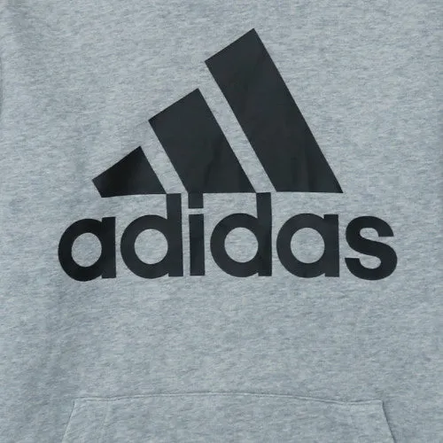 Adidas Grey Hoodie Men's Medium Big Trefoil Printed Logo Kangaroo Pocket Pullover Sweatshirt sold by Vintage Club product image thumbnail 4