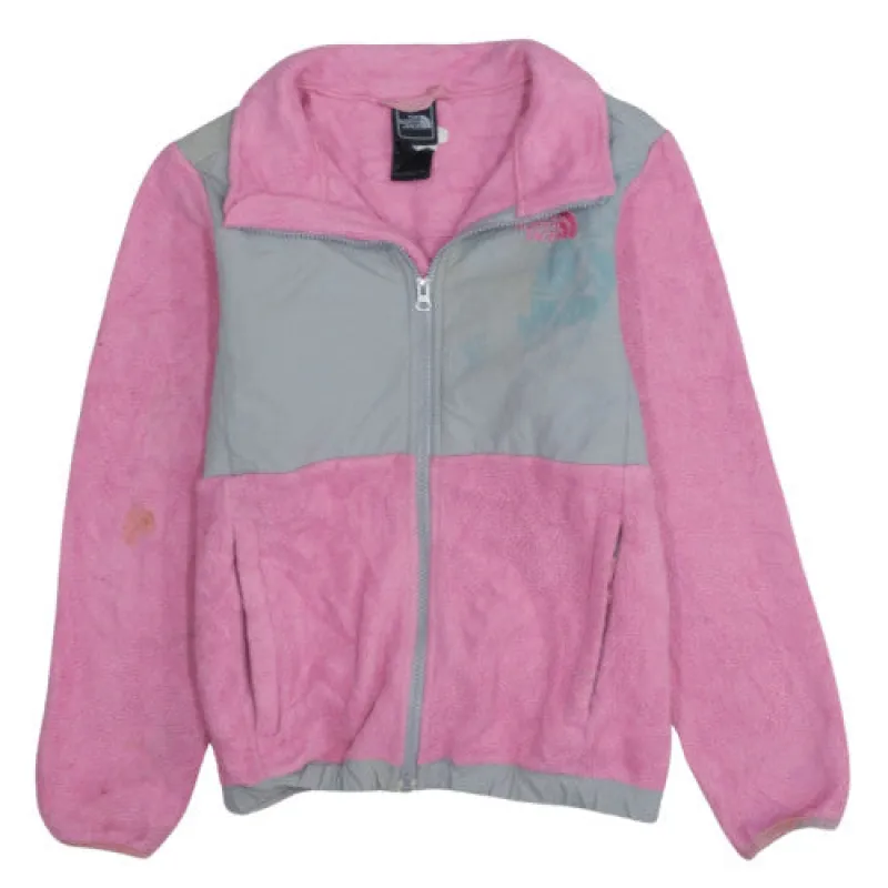 The North Face Pink Grey Fleece Jacket Women’s Medium Full Zip Embroidered Logo Pockets Outerwear sold by Vintage Club