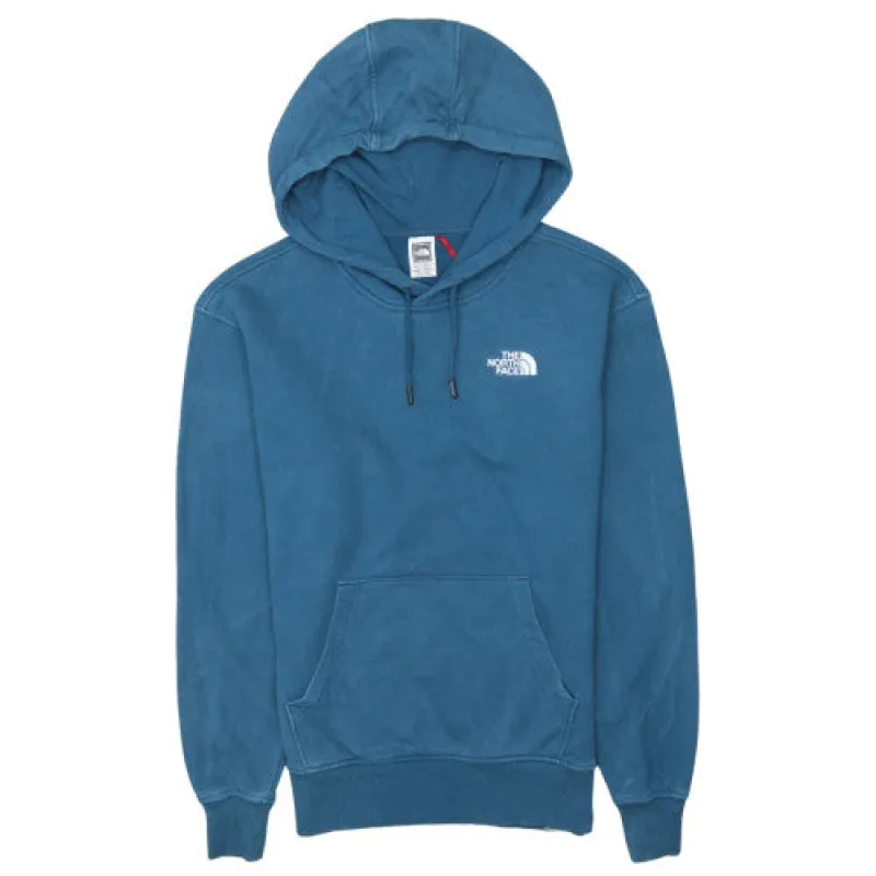 The North Face Teal Blue Hoodie Men's Small Embroidered Chest Back Logo Kangaroo Pocket Pullover sold by Vintage Club