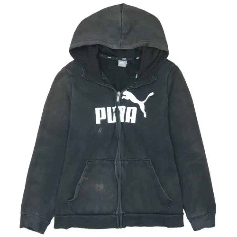 Puma Black Zip Hoodie Women’s XXL Printed Logo Kangaroo Pocket Casual Sweatshirt made by Puma