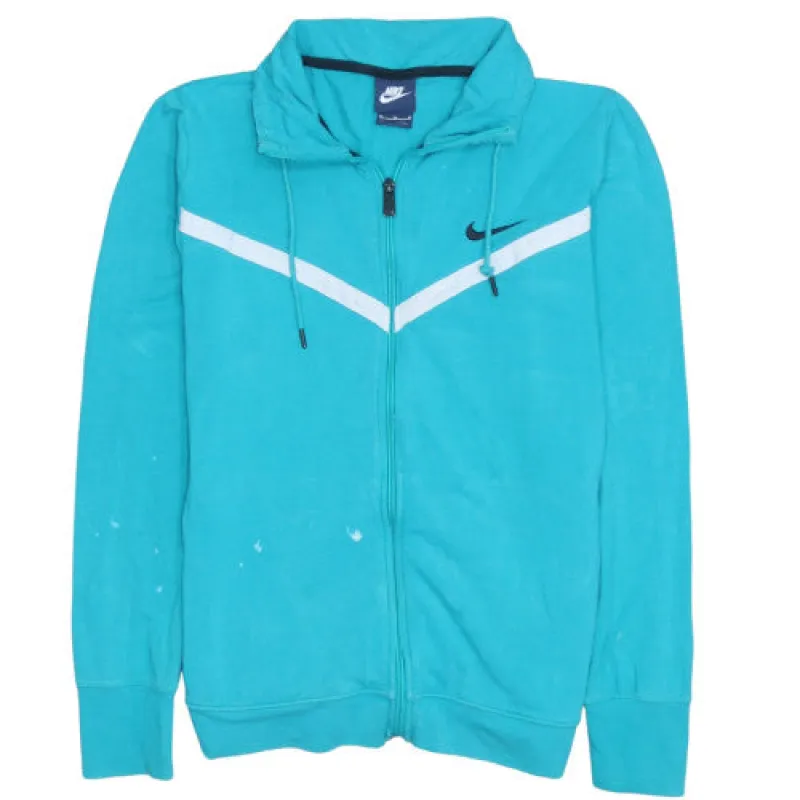 Nike Turquoise Full Zip Jacket Men's Medium White Chevron Printed Swoosh Track Top sold by Vintage Club