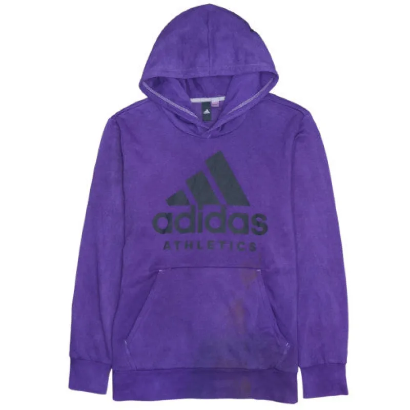 Adidas Purple Hoodie Men's XLarge Printed Logo Kangaroo Pocket Pullover Sweatshirt sold by Vintage Club