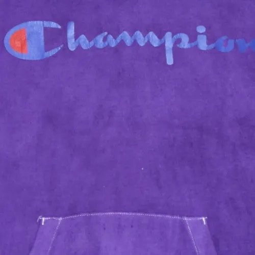 Champion Purple Hoodie Men's Small Embroidered Spellout Logo Kangaroo Pocket Pullover Sweatshirt sold by Vintage Club product image thumbnail 4