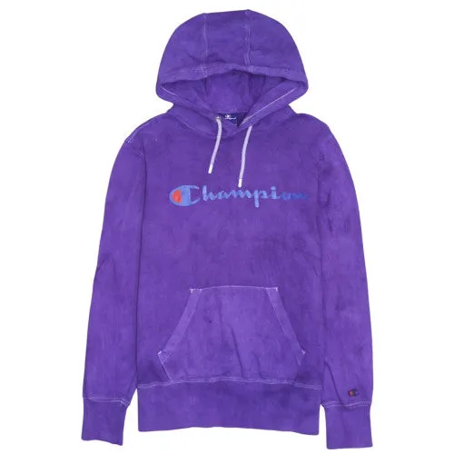 Champion Purple Hoodie Men's Small Embroidered Spellout Logo Kangaroo Pocket Pullover Sweatshirt sold by Vintage Club
