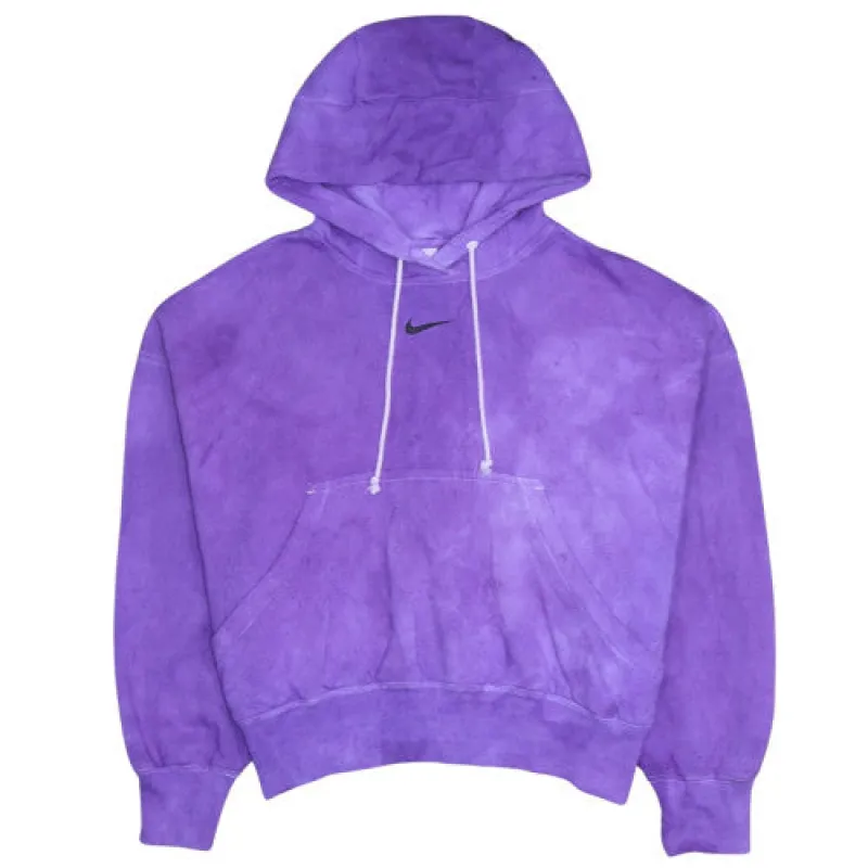Nike Purple Hoodie Men's Small Embroidered Swoosh Tie Dye Effect Kangaroo Pocket Sweatshirt sold by Vintage Club
