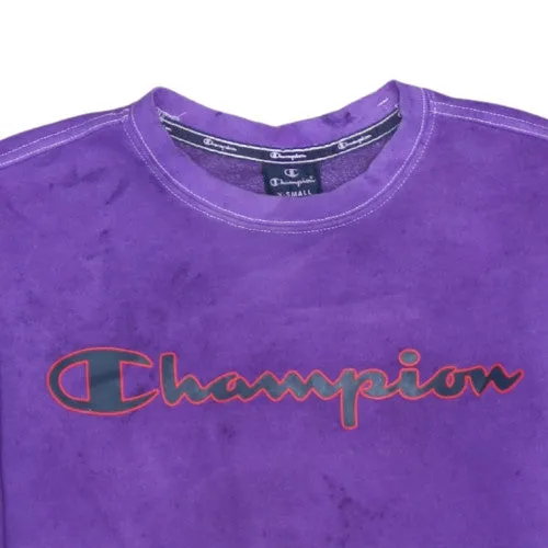 Champion Purple Sweatshirt Men's XSmall Embroidered Script Logo Crewneck Pullover Fleece Top sold by Vintage Club product image thumbnail 3