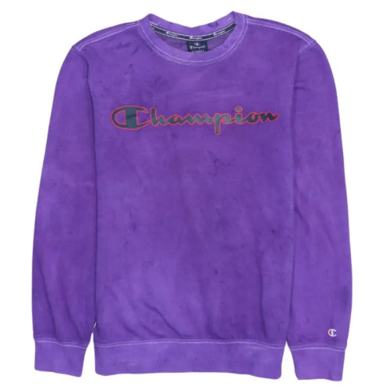 Champion Purple Sweatshirt Men's XSmall Embroidered Script Logo Crewneck Pullover Fleece Top made by Champion