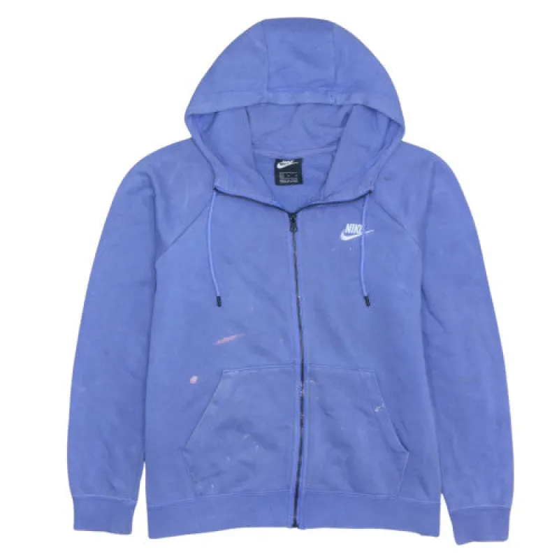 Nike Purple Full Zip Hoodie Women’s Medium Printed Swoosh Logo Kangaroo Pocket Sweatshirt made by Nike