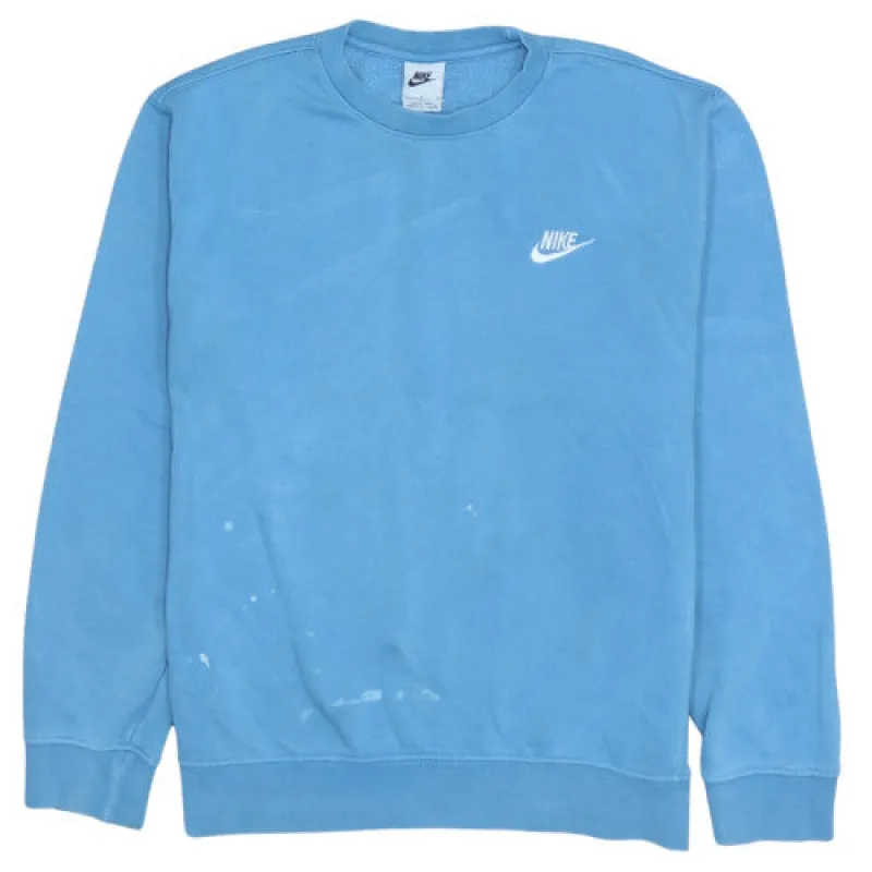 Nike Light Blue Sweatshirt Men's Small Embroidered Swoosh Logo Crewneck Pullover Fleece Top sold by Vintage Club