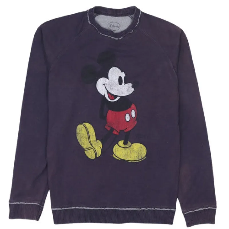 Disney Purple Mickey Mouse Sweatshirt Men's Large Printed Graphic Crewneck Pullover Top sold by Vintage Club