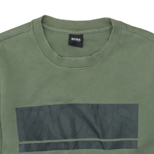 HUGO BOSS Khaki Green Sweatshirt Men's Medium Printed Chest Logo Crewneck Pullover Top sold by Vintage Club product image thumbnail 3