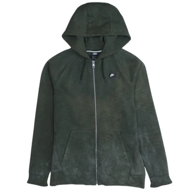 Nike Dark Green Full Zip Hoodie Men's Medium Embroidered Chest Logo Kangaroo Pockets Sweatshirt sold by Vintage Club