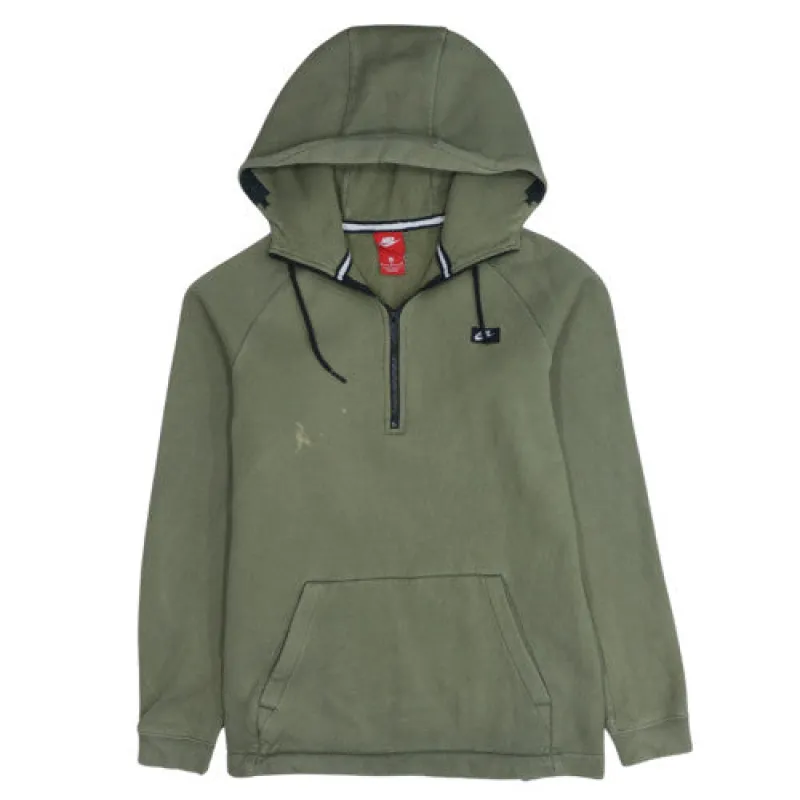 Nike Olive Green Hoodie Men's Medium Half Zip Kangaroo Pocket Small Swoosh Sweatshirt sold by Vintage Club