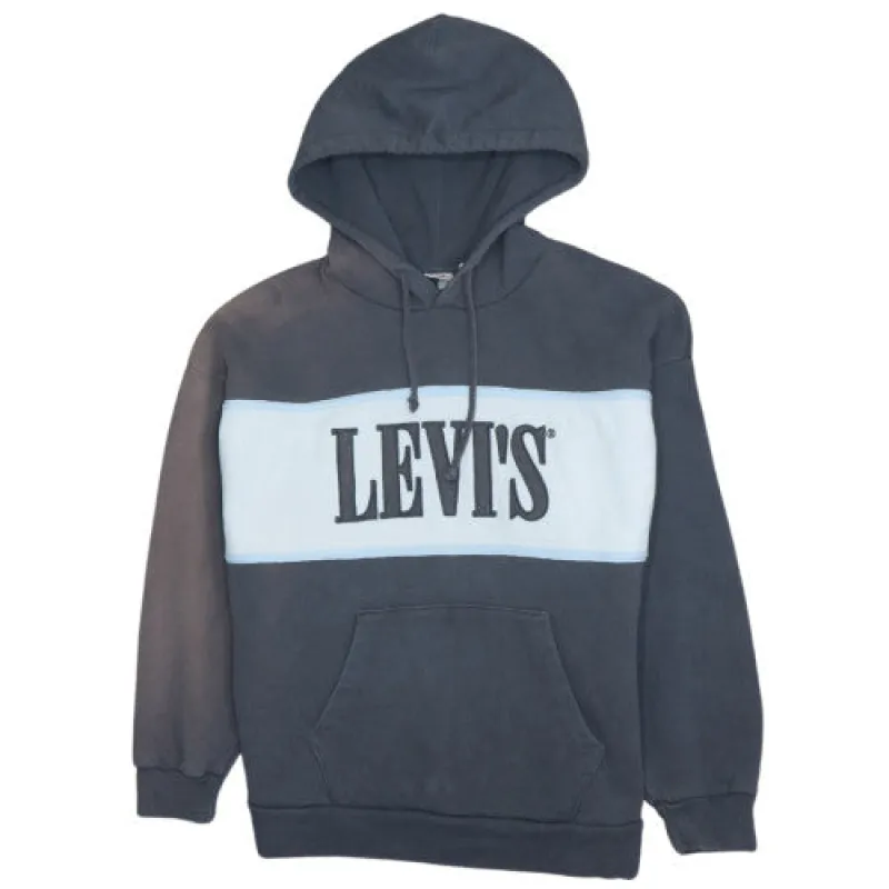 Levi's Navy Blue Hoodie Men's XSmall Big Logo Panelled Kangaroo Pocket Pullover Sweatshirt made by Levi's