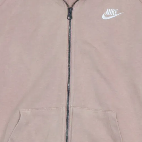 Nike Dusty Pink Full Zip Hoodie Men's Large Printed Swoosh Logo Kangaroo Pockets Sweatshirt sold by Vintage Club product image thumbnail 4