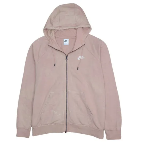 Nike Dusty Pink Full Zip Hoodie Men's Large Printed Swoosh Logo Kangaroo Pockets Sweatshirt sold by Vintage Club