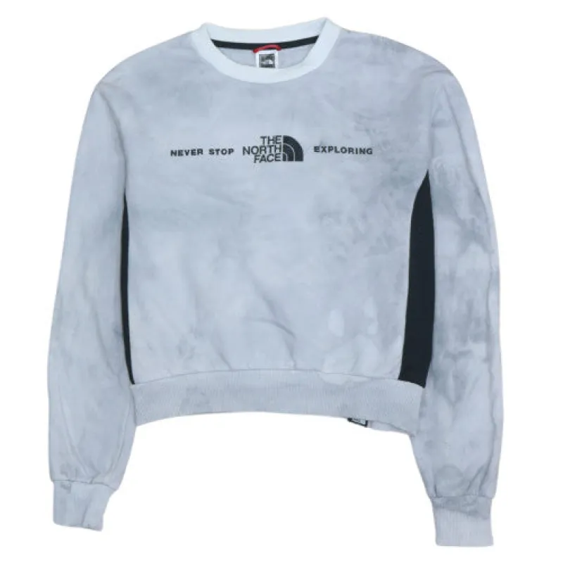 The North Face Light Grey Sweatshirt Women's Medium Printed Logo Crewneck Pullover Top sold by Vintage Club