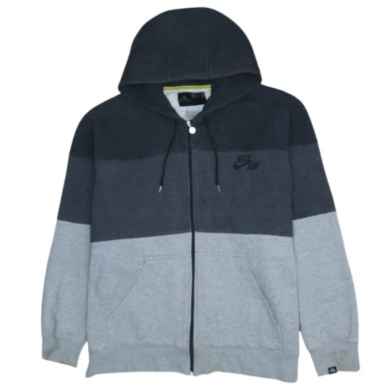 Nike Grey Colour Block Hoodie Men's XLarge Full Zip Nike Air Logo Kangaroo Pocket Sweatshirt sold by Vintage Club