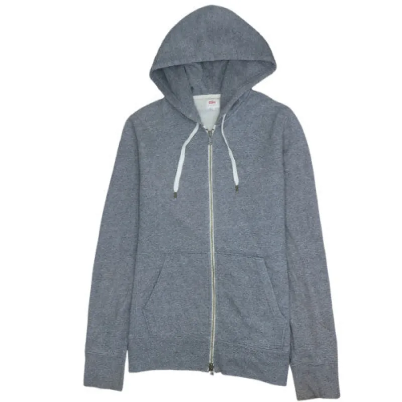 Levi's Grey Zip Hoodie Men's Small Drawstring Hood Split Pocket Casual Sweatshirt made by Levi's