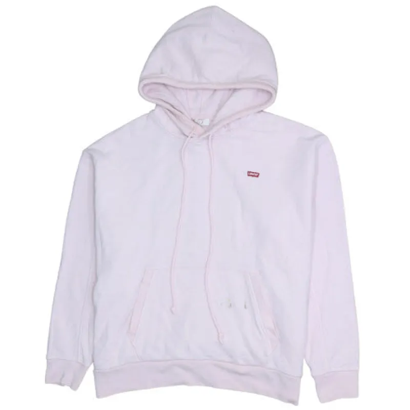 Levi's Light Pink Hoodie Men's Small Embroidered Chest Logo Kangaroo Pocket Pullover Sweatshirt made by Levi's