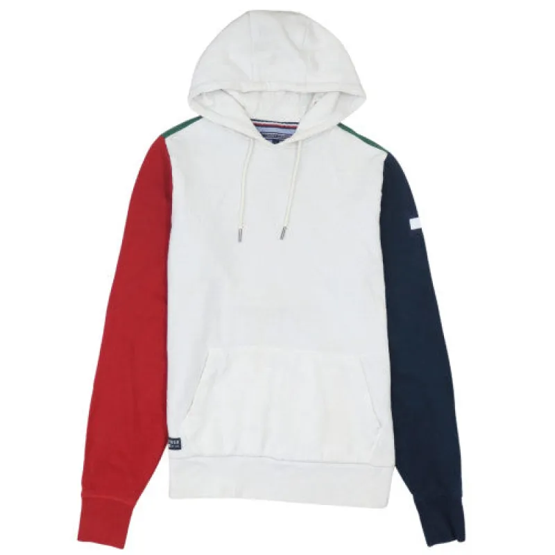 Tommy Hilfiger Multi Colour Hoodie Men's Small Colour Block Pullover Kangaroo Pocket Sweatshirt sold by Vintage Club