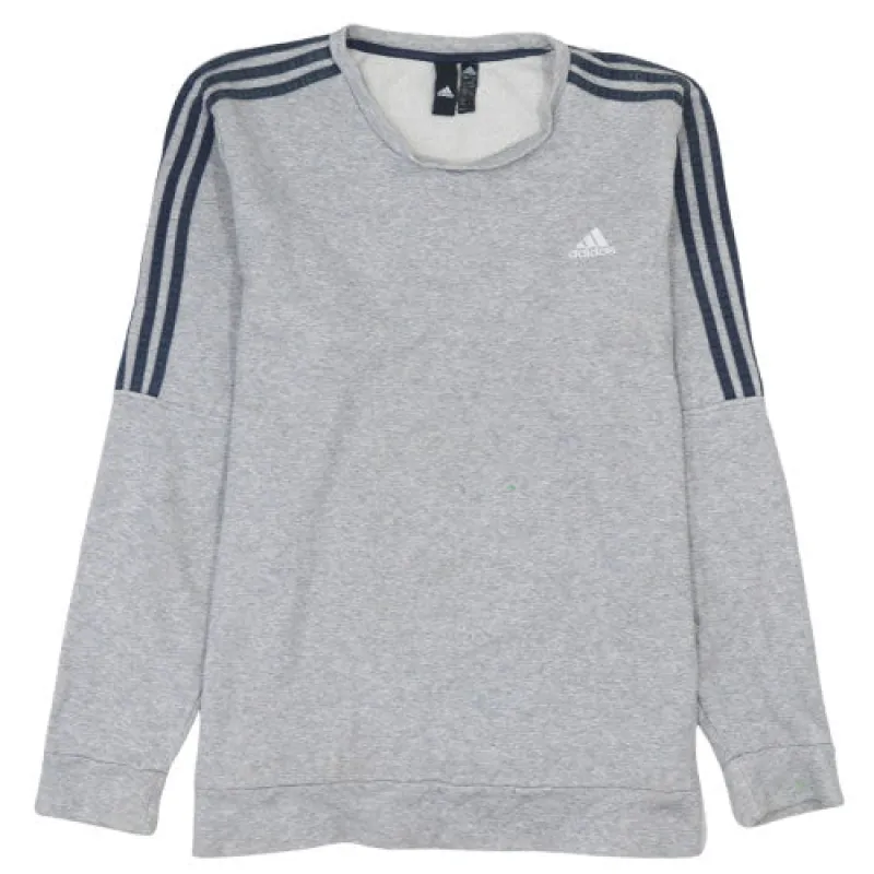 Adidas Grey Sweatshirt Men's Large Three Stripe Sleeves Embroidered Logo Pullover Top sold by Vintage Club
