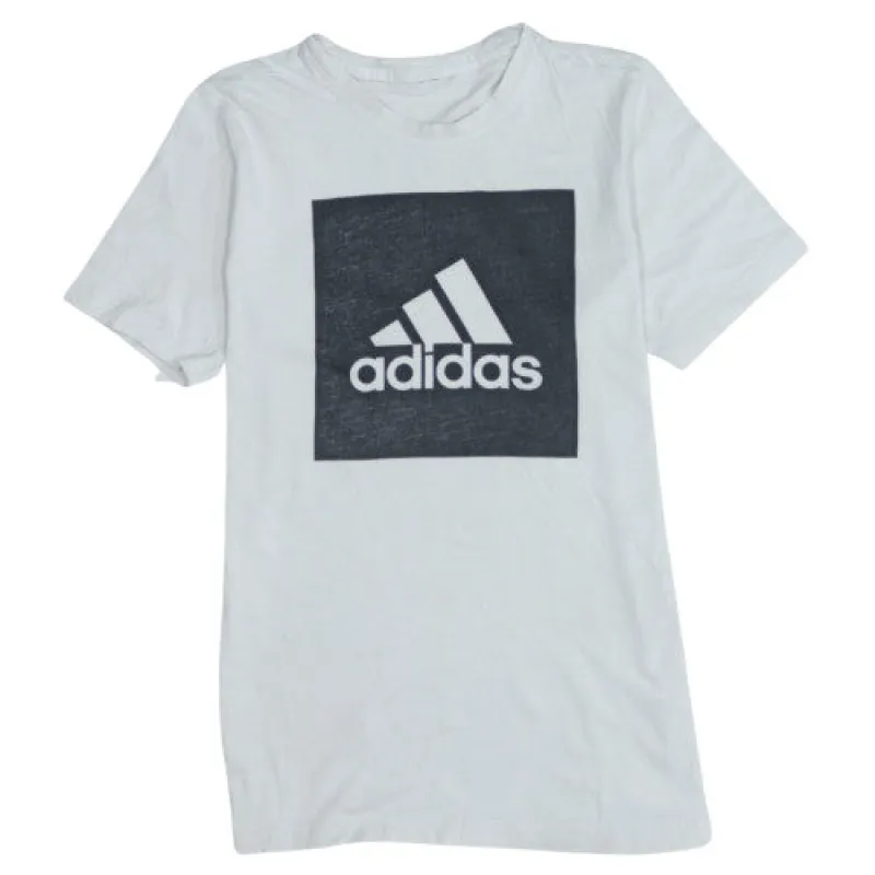 Adidas White T Shirt Men’s Small Printed Box Logo Short Sleeve Casual Tee Top sold by Vintage Club