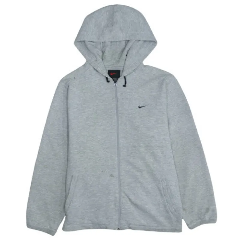 Nike Light Grey Full Zip Hoodie Men's Small Embroidered Swoosh Pockets Casual Sweatshirt sold by Vintage Club