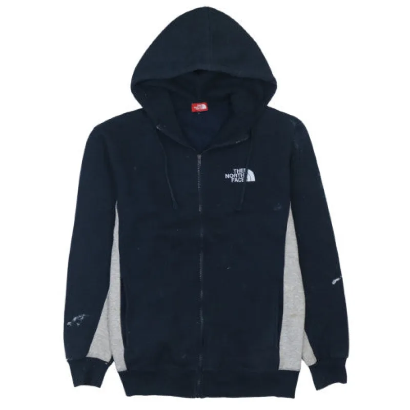 The North Face Navy Blue Full Zip Hoodie Men's Medium Embroidered Chest Logo Pockets Sweatshirt sold by Vintage Club