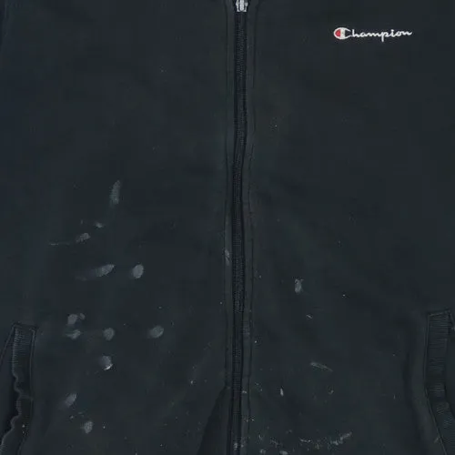 Champion Black Full Zip Sweatshirt Men's Large Embroidered Chest Logo Pockets Fleece Jacket sold by Vintage Club product image thumbnail 4