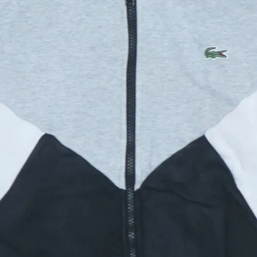 Lacoste Grey Colour Block Hoodie Men's Small Full Zip Logo Tape Sleeves Embroidered Croc Sweatshirt sold by Vintage Club product image thumbnail 4