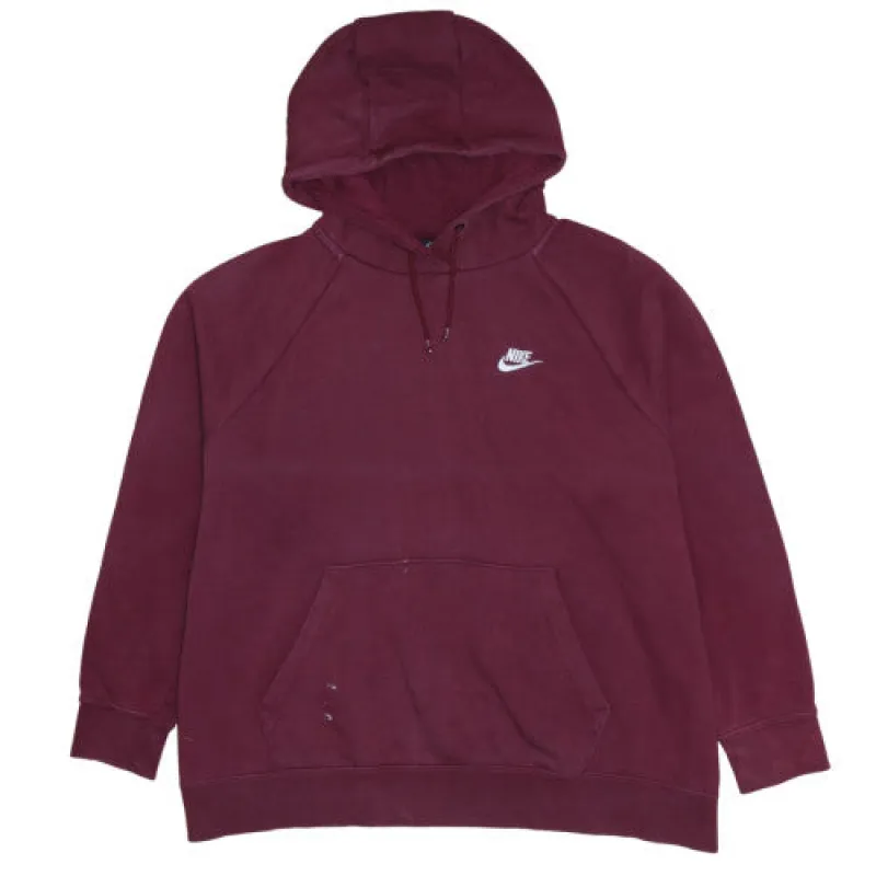 Nike Burgundy Red Hoodie Men's XLarge Embroidered Swoosh Logo Kangaroo Pocket Pullover Sweatshirt sold by Vintage Club