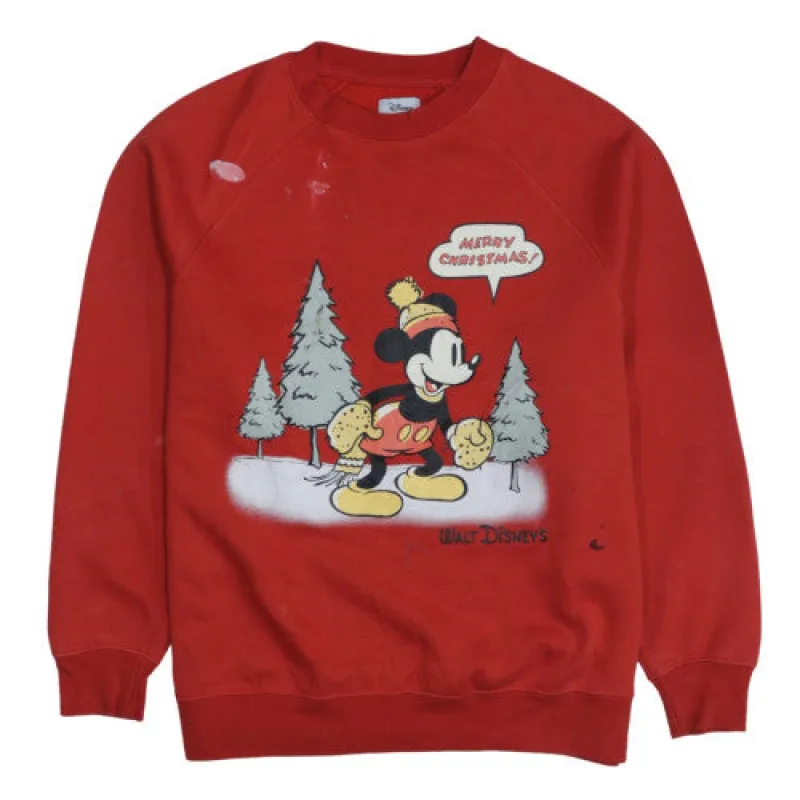 Disney Burgundy Red Sweatshirt Men's XSmall Printed Mickey Christmas Graphic Pullover Top sold by Vintage Club