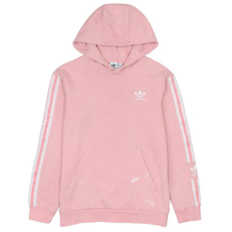 Adidas Pink Hoodie Women's Medium Trefoil Logo Three Stripe Sleeves Kangaroo Pocket Sweatshirt sold by Vintage Club