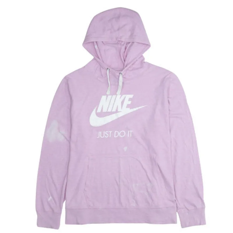 Nike Light Pink Hoodie Men's XXLarge Printed Just Do It Logo Kangaroo Pocket Pullover Sweatshirt made by Nike