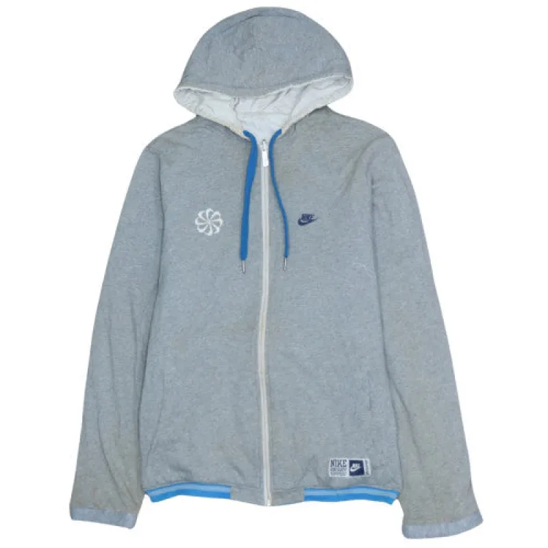 Nike Grey Full Zip Hoodie Men's Large Embroidered Logo Drawstring Hood Casual Sweatshirt sold by Vintage Club