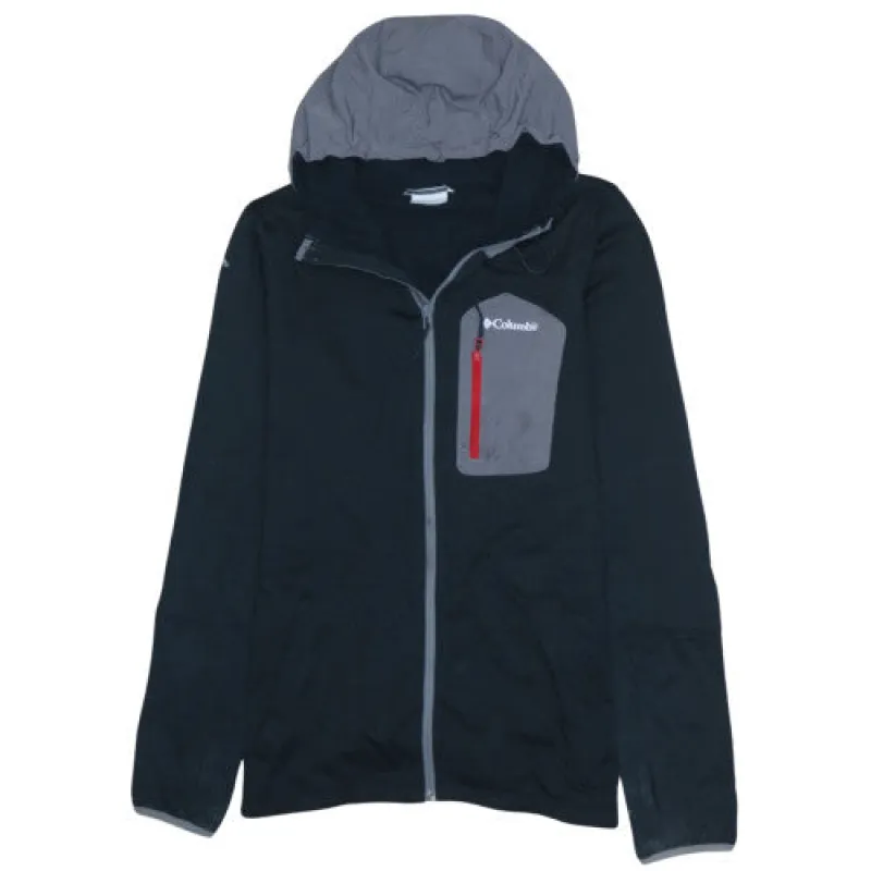 Columbia Black Full Zip Hoodie Men's Small Chest Zip Pocket Embroidered Logo Jacket sold by Vintage Club